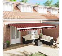 LoogCape Tenda parasole estensibile rossa e nera, 500 x 300 cm, tenda parasole per balcone, terrazza, giardino, resistente alle intemperie, ai raggi UV, estensibile, con manovella come protezione da
