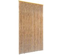 LoogCape Tenda per porta in bambù, 100 x 200 cm, marrone, con listello in legno, per porta del balcone, della terrazza e delle finestre, zanzariera in tessuto, magnetica, con