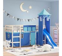 LoogCape Tende blu per letto a soppalco con torre, in poliestere, accessori per letto da gioco per la cameretta dei bambini, include borse portaoggetti e kit di fissaggio, materiale resistente per una