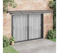 LoogCape Tettoia nera 400 x 75 cm in policarbonato con supporto in ABS e aste in alluminio, tettoia resistente alle intemperie per ingresso, protezione da pioggia, neve e grandine, pannelli alveolari
