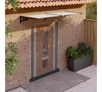LoogCape Tettoia per porta, nera e trasparente, 239 x 90 cm, in policarbonato, resistente alle intemperie, per ingresso, tenda, protezione solare, balcone, terrazza, giardino, tettoia per accesso a