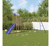 LoogCape Torre gioco in legno di pino impregnato con scivolo altalena e sabbiera per bambini in giardino, legno durevole, design resistente alle intemperie, adatto per bambini dai 3 anni in su