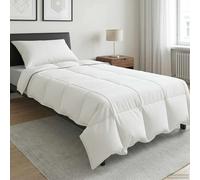 LoogCape Trapunta estiva bianca, 155 x 200 cm, traspirante, con bambù e poliestere, per l'estate, leggera, lavabile, anallergica, rinfrescante, per un sonno piacevole