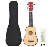 LoogCape Ukulele soprano per bambini, con custodia, 58 cm, in legno di tiglio chiaro, ideale per principianti ed esperti, include plettri, borsa per il trasporto, adatto per lezioni musicali