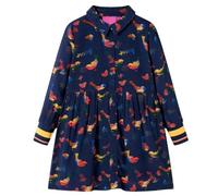 LoogCape Vestito da bambina a maniche lunghe, blu navy, 116, comodo e traspirante, adatto per tutti i giorni, scuola, compleanno, feste, vacanze o feste, con colletto rovesciato e stampa con uccelli