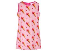 LoogCape Vestito rosa brillante per bambine a partire dagli anni, senza maniche, in cotone ed elastan, con motivo a ciliegie, cintura regolabile, comodo, traspirante, ideale per l'uso quotidiano