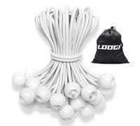 LOOGI Corda elastica con sfere, 25 pezzi da 15,2 cm, colore bianco, resistente, per teloni, tende, campeggio, padiglioni, bandiere, tendoni