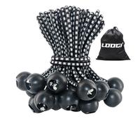LOOGI Cordoncino elastico con palline, 25 cordini elastici neri da 15,2 cm, resistenti, per teloni, tende, padiglioni da campeggio, bandiere, tendoni