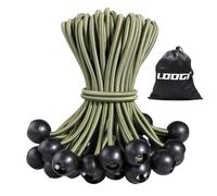 LOOGI Cordoncino elastico con palline, 25 pezzi, 20 cm, colore verde, resistenti, per teloni, tende, padiglioni da campeggio, tendoni
