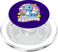 Look a Rainbow Cute Dinosaur with a Rainbow and Stars PopSockets PopGrip per MagSafe