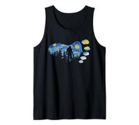 Look Artistico di Van Gogh Bigfoot Sasquatch Silhouette Forest Night Canotta