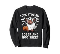 Look At Me all Sober And Moo Foglio Divertente Halloween Mucca Felpa