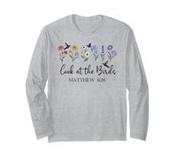 Look at The Birds Air Scripture Matthew 6:26 Bible Verse God Maglia a Manica