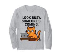 Look Busy Someone's Coming Cat Maglia a Manica