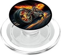 Look da motociclista con fuoco e fiamme PopSockets PopGrip per MagSafe