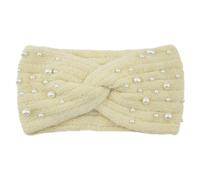 Look New Pearl Knit Cross Fasce in poliestere leggero e portatile donne lavorato a maglia perle fascia antiscivolo elegante beige