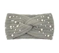 Look New Pearl Knit Cross Fasce in poliestere leggero e portatile donne lavorato a maglia perle fascia antiscivolo elegante grigio chiaro