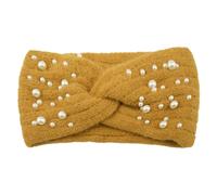 Look New Pearl Knit Cross Fasce Leggero e Portatile Poliestere Donne Lavorato A Maglia Perle Fascia Antiscivolo Elegante curcuma