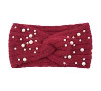Look New Pearl Knit Cross Fasce Leggero e Portatile Poliestere Donne Lavorato A Maglia Perle Fascia Antiscivolo Elegante Giuggiola Rosso