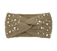 Look New Pearl Knit Cross Fasce Leggero e Portatile Poliestere Donne Lavorato A Maglia Perle Fascia Antiscivolo Elegante cachi