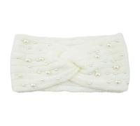 Look New Pearl Knit Cross Fasce Leggero e Portatile Poliestere Donne Lavorato A Maglia Perle Fascia Antiscivolo Elegante bianco