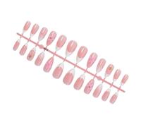Look - Set manicure a pressione con fiore 3D, punte finte sfumate con perla e ciondolo marino, set da 24 pezzi per manicure da indossare per la casa, finte sfumature francesi con perle e ciondoli