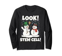 Look! STEM Cells Xmas Funny Couple Snowmen Science Teacher Maglia a Manica