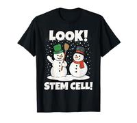 Look! STEM Cells Xmas Funny Couple Snowmen Science Teacher Maglietta