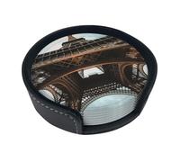 Look Up - Set di 6 sottobicchieri in pelle Torre Eiffel per bevande, sottobicchieri, per tazza da tè, cucina, bar, decorazione per la casa, regalo di inaugurazione della casa