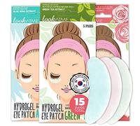 LOOKATME Maschera per occhi occhi e gonfiore (15 paia). Tè verde coreano per la cura della pelle, aloe vera e cerotto oculare idrogel di rosa / cuscinetti sotto gli occhi. Rimozione di occhiaie e
