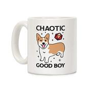 LookHUMAN - Tazza da caffè in ceramica con scritta"Good Boy Corgi", 325 ml, colore: Bianco