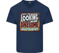 Looking A An Stupenda Chitarrista Chitarra Uomo Scollo A V T-Shirt