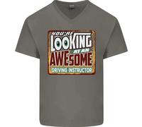 Looking A An Stupenda Driving Instructor Uomo Scollo A V Cotone T-Shirt