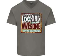 Looking A An Stupenda Driving Instructor Uomo Scollo A V Cotone T-Shirt