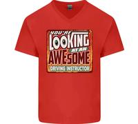 Looking A An Stupenda Driving Instructor Uomo Scollo A V Cotone T-Shirt