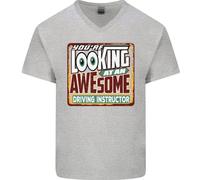 Looking A An Stupenda Driving Instructor Uomo Scollo A V Cotone T-Shirt