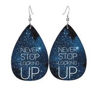Looking Up - Orecchini a goccia in pelle, da donna, con ciondolo, con gancio, alla moda, vintage, per feste e uso quotidiano, Misura unica, Pelle