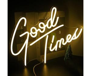 Looklight di Insegne al neon bianche calde Good Times Luce al neon a led Lettere alimentate tramite USB insegne al neon a led per il matrimonio compleanno anniversario festa bar arredamento