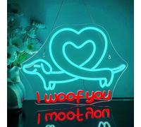 Looklight I Woof You LED Neon Sign con Design a Cuore - Luce per Stanze da Bambini e Pasticceria Animale