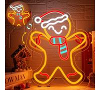 Looklight Insegna al neon a forma di omino di pan di zenzero, per decorazione da parete, luce LED lampeggiante per feste di Natale, camino, camino, camera da letto, soggiorno, casa, negozio, regalo
