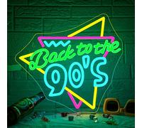 Looklight Insegna luminosa al neon con scritta "Back to the 90's Neon", per decorazione da parete, cartello LED colorato anni '90, dimmerabile, per decorazione per feste di novanta, camera da letto