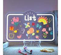 Looklight List Tavoletta Scrittura LED DIY con Colori, Lavagna Luminosa per Bambini, Tavoletta USB Regolabile con Interruttore, Cancellabile, Include 7 Pennarelli Per Souvenir Compleanni Ufficio