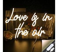 Looklight Love is in the Air Insegna al neon Luce al neon a LED bianco caldo per decorazione murale USB Luce al neon per camera da letto Home Bar Pub Matrimonio Compleanno Party Gift