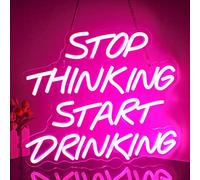 Looklight Stop Thinking Start Drinking Insegne Luminose Scritte Luminose Insegna al Neon per Bar Insegna LED Rosa da Bar Scritte Neon per Negozi Caffè Birra Domestica Ristorante