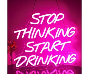 Looklight Stop Thinking Start Drinking Insegne Luminose Scritte Luminose Insegna al Neon per Bar Insegna LED Rosa da Bar Scritte Neon per Negozi Caffè Birra Domestica Ristorante