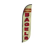 LookOurWay Bandiera della piuma, bandiera pubblicitaria da 12 piedi per la promozione aziendale, tema alimentare (bagel freschi) (10M1200143)