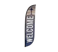 LookOurWay Feather Flag Banner - 12 Feet Tall Advertising Flags for Outdoor Business and Events Promotion - Swooper Flag Only - Church Flags - Welcome Church (10M1200382)