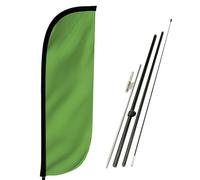 LookOurWay Feather Flag Pole Kit - 7 Feet Tall Advertising Flag Banner with Fiberglass Pole Set And Ground Spike for Business Promotion - Solid Colors - Light Green