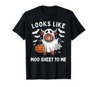 Looks Like Moo Sheet To Me Divertente Mucca Halloween Maglietta