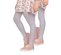 looksy 2 paia di collant opachi tinta unita 40 den in morbida microfibra per bambini collant casual danza scuola balletto set di 2 paia età 3-12 [Made in Italy], Light grey, 9-10 Years